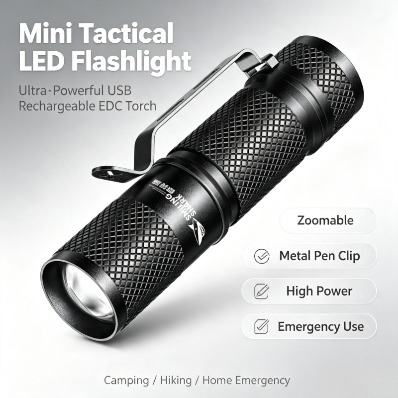 Edc Carry Flashlight - SMILING SHARK Torcia LED Tattica Ultra
